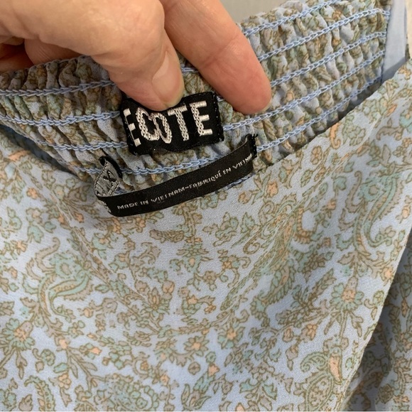 Ecote blue sleeveless spaghetti strap asymmetrical paisley blouse.‎ Size XL - Picture 3 of 12